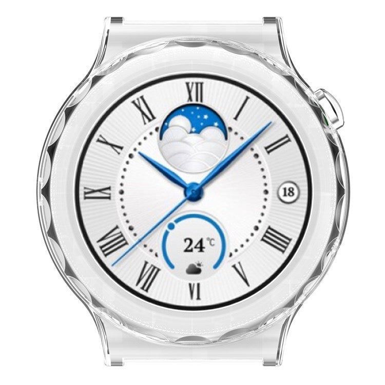 For Huawei Watch GT 3 Pro 46mm Hollow Out Smart Watch Case Half Coverage Watch Cover - Transparent White