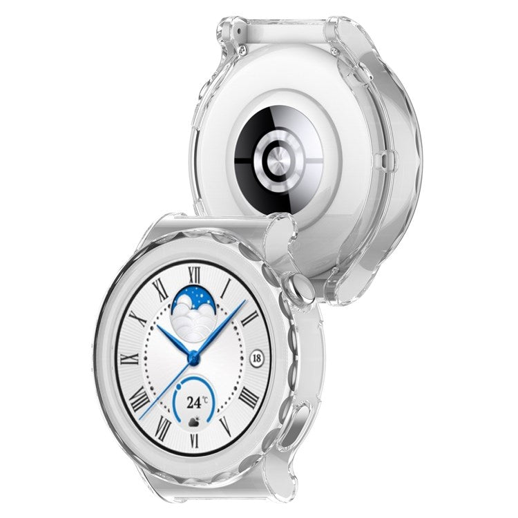 For Huawei Watch GT 3 Pro 46mm Hollow Out Smart Watch Case Half Coverage Watch Cover - Transparent White