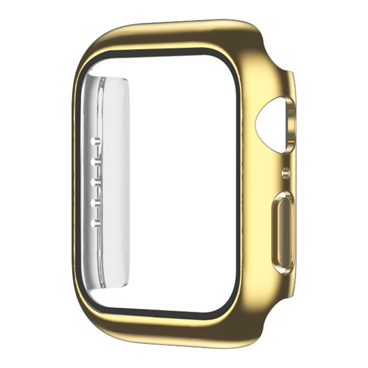 For Apple Watch Series 3/2/1 42mm Electroplating PC Case Dustproof Button Cover Watch Shell with Tempered Glass Screen Protector - Gold