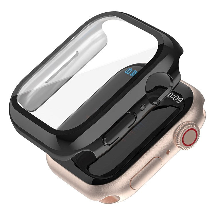 Electroplating Watch Case for Apple Watch Series 6 / 5 / 4 40mm / SE / SE (2022) 40mm, Hard PC Shell with Dustproof Button Cover and Tempered Glass Film - Pink