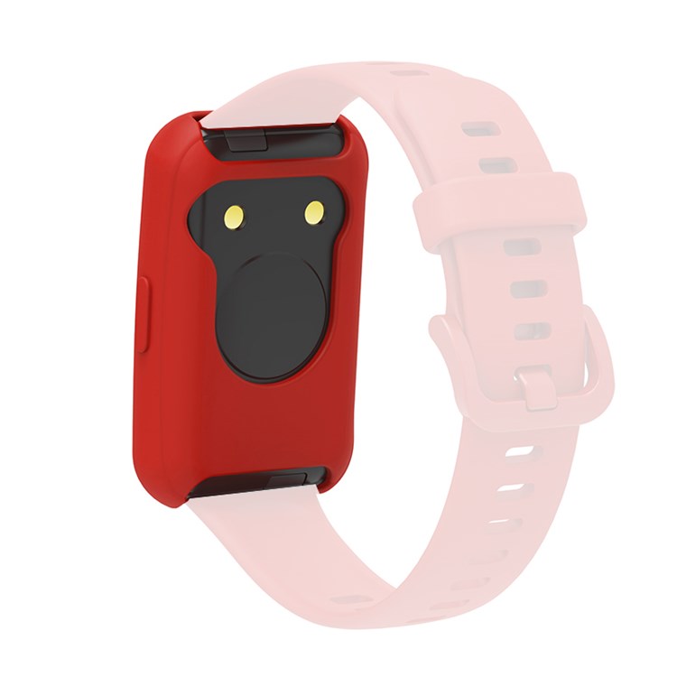 Soft Silicone Watch Case for Huawei Band 7/6, Anti-scratch Protection Watch Frame Cover - Deep Red