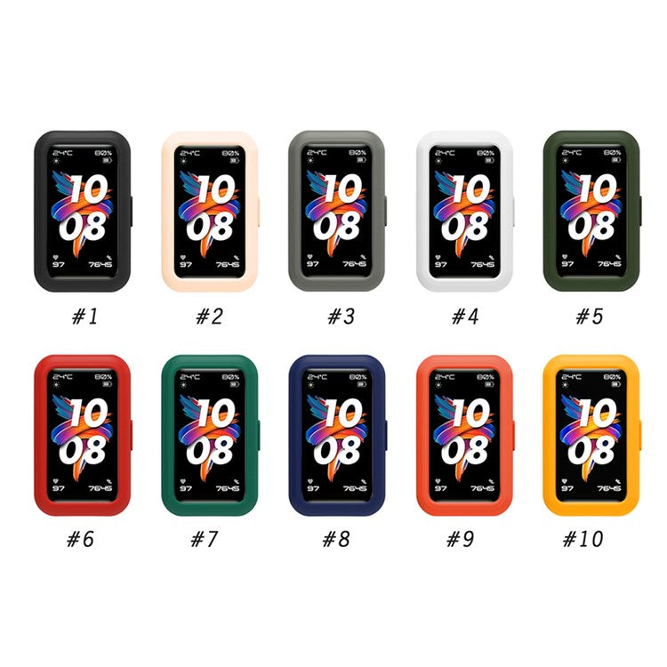 Soft Silicone Watch Case for Huawei Band 7/6, Anti-scratch Protection Watch Frame Cover - Deep Red