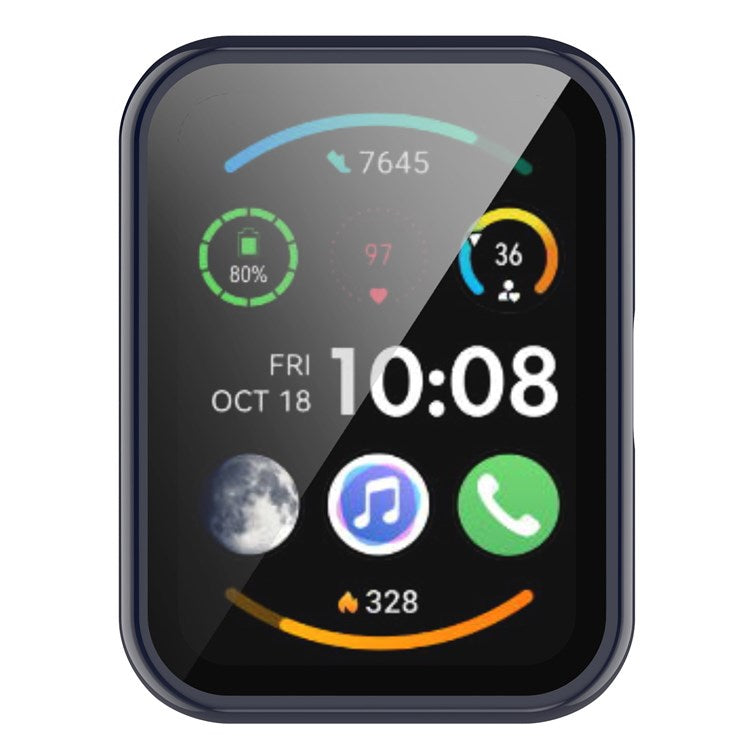 For Oppo Watch Free Hard PC Watch Case Protective Cover with Tempered Glass Screen Protector - Midnight Blue