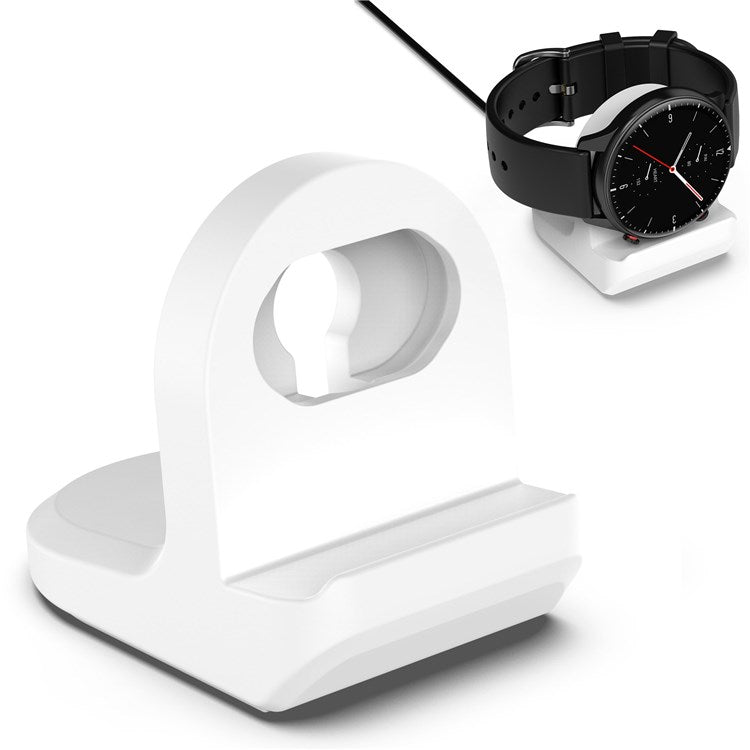 For Huami Amazfit T-Rex 2 / GTS3 / GTR2 / Bip U Smart Watch Charger Holder Silicone Charging Stand Base - White
