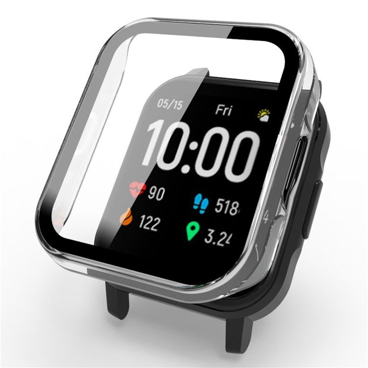 For Haylou Solar LS02 Full Cover PC Case with Clear Tempered Glass Screen Protector - Dark Green