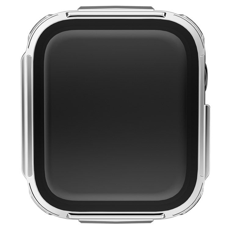 For Apple Watch Series 4 / 5 / 6 44mm / SE 44mm / SE (2022) 44mm Electroplated PC Case with Tempered Glass Screen Protector Scratch-Proof Smart Watch Case - Silver