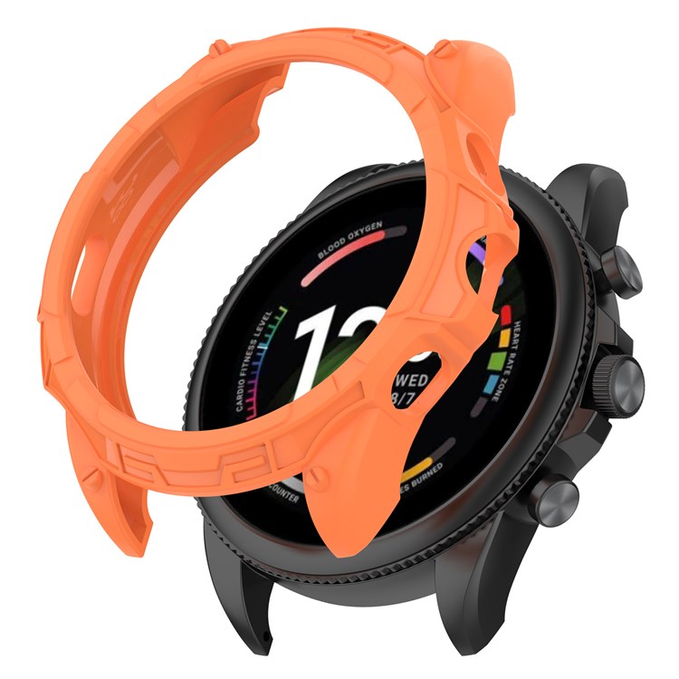 For Fossil Gen 6 Well-protected Flexible TPU Hollow-out Watch Case Protective Cover 44mm - Orange