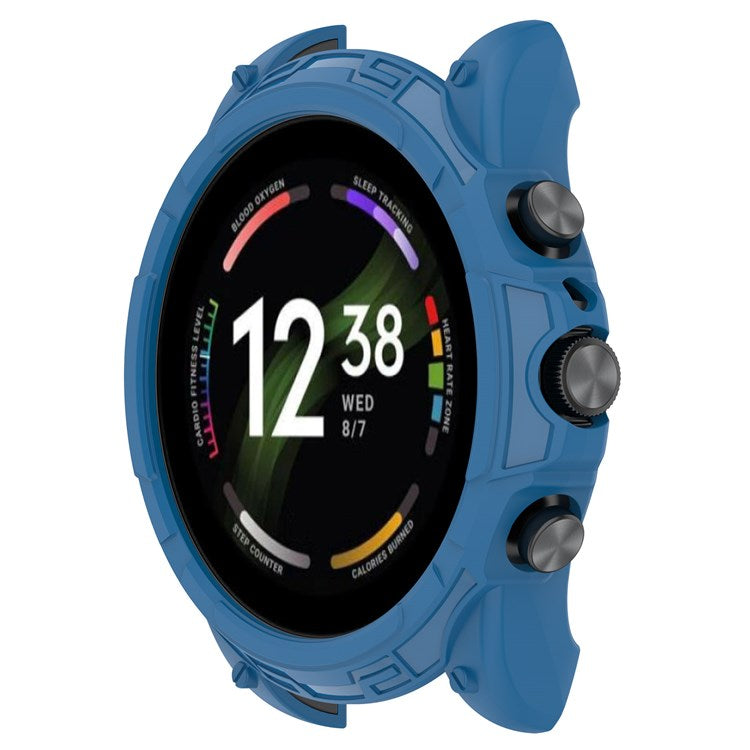 For Fossil Gen 6 Soft TPU Hollow-out Watch Case Protective Cover 42mm - Dark Blue