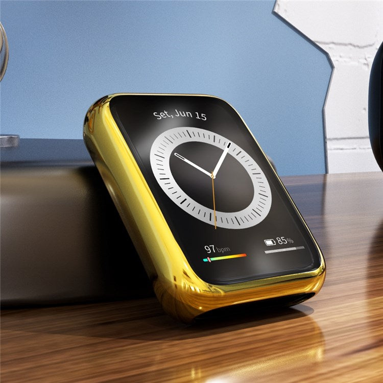 For Huawei Watch Fit 2 Electroplated 360-Degree Protection TPU Case with Screen Cover Anti-Drop Smart Watch Case - Black