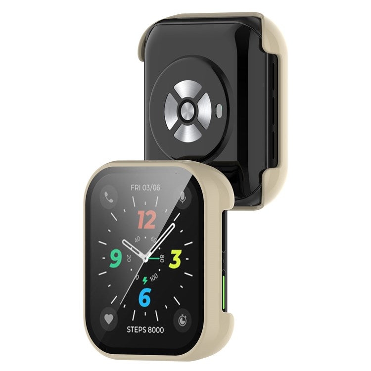 For Oppo Watch 2 46mm Anti-scratch PC Watch Case with Tempered Glass Screen Protector Full Protection Cover - Ivory White