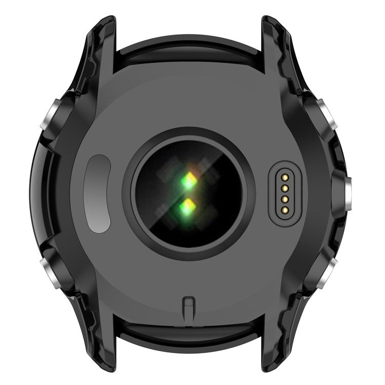 For Garmin Forerunner 955 Full Protection Hard PC Watch Case Cover with Tempered Glass Screen Protector - Black