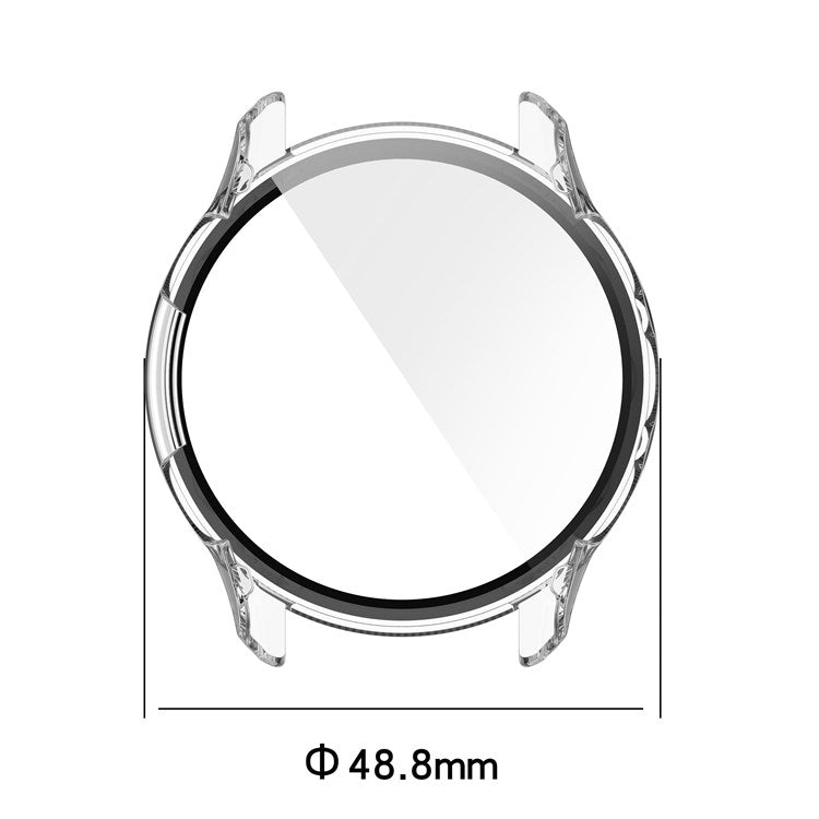 For Garmin Forerunner 955 Full Protection Hard PC Watch Case Cover with Tempered Glass Screen Protector - Black