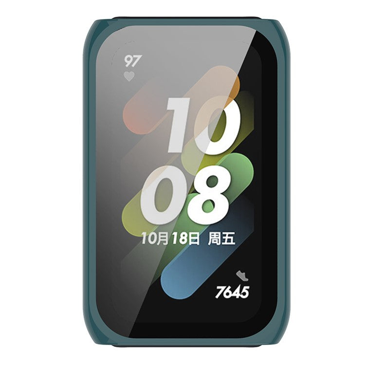 Hard PC Case for Huawei Band 7 / 6 / Honor Band 7 / 6 Anti-Scratch Smart Watch Protective Case with Tempered Glass Screen Protector - Green