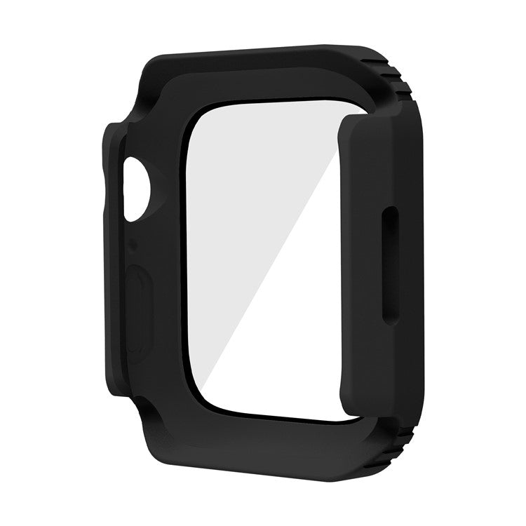 For Apple Watch SE / SE (2022) 40mm / Series 6 / 5 / 4 40mm Full Coverage PC + TPU Watch Case Cover with Tempered Glass Screen Protector - Black
