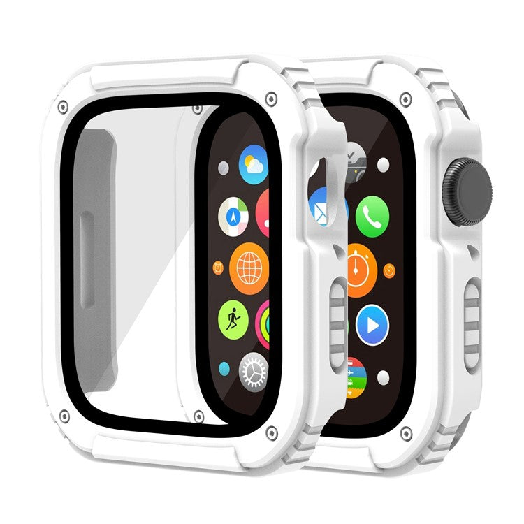 For Apple Watch Series 9 / 8 / 7 41mm Full Coverage Watch Case PC + TPU + Tempered Glass Protective Cover - White