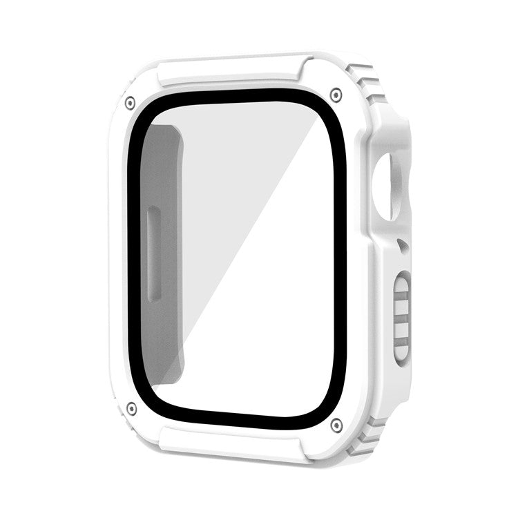 For Apple Watch Series 9 / 8 / 7 41mm Full Coverage Watch Case PC + TPU + Tempered Glass Protective Cover - White