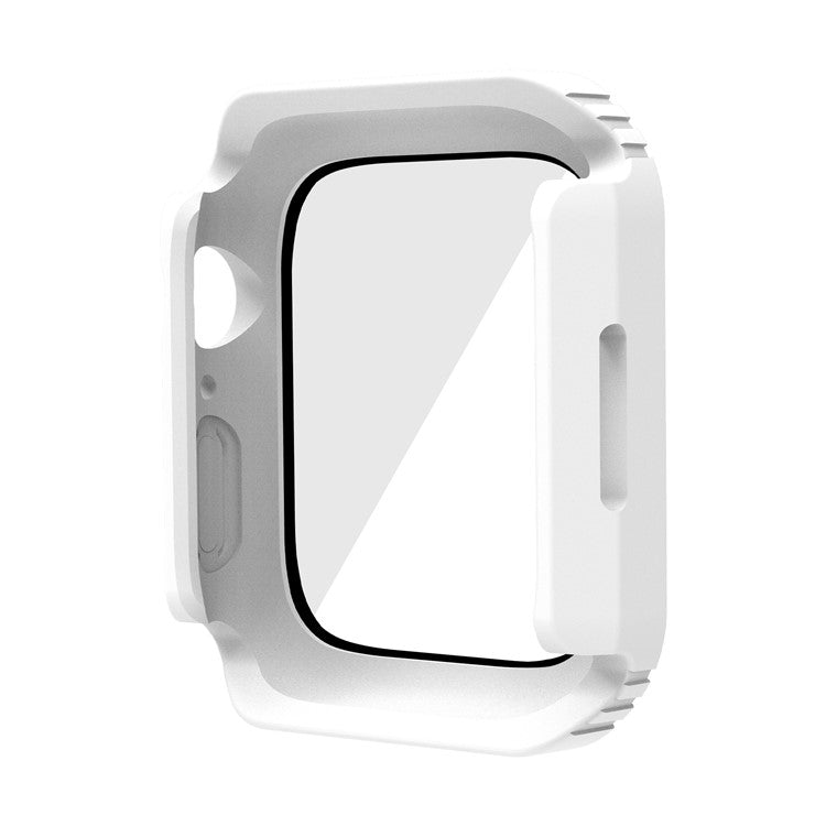 For Apple Watch Series 9 / 8 / 7 41mm Full Coverage Watch Case PC + TPU + Tempered Glass Protective Cover - White