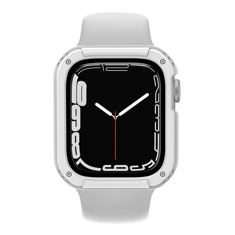 For Apple Watch Series 9 / 8 / 7 41mm Full Coverage Watch Case PC + TPU + Tempered Glass Protective Cover - White