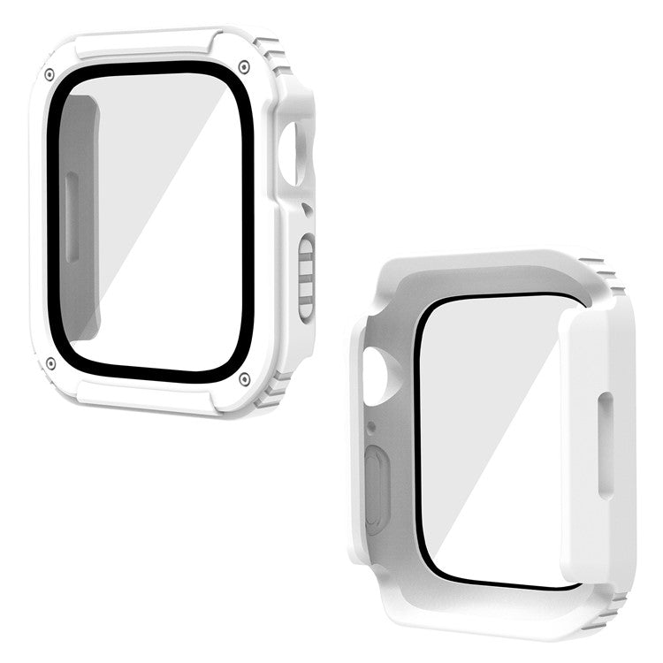For Apple Watch Series 9 / 8 / 7 41mm Full Coverage Watch Case PC + TPU + Tempered Glass Protective Cover - White