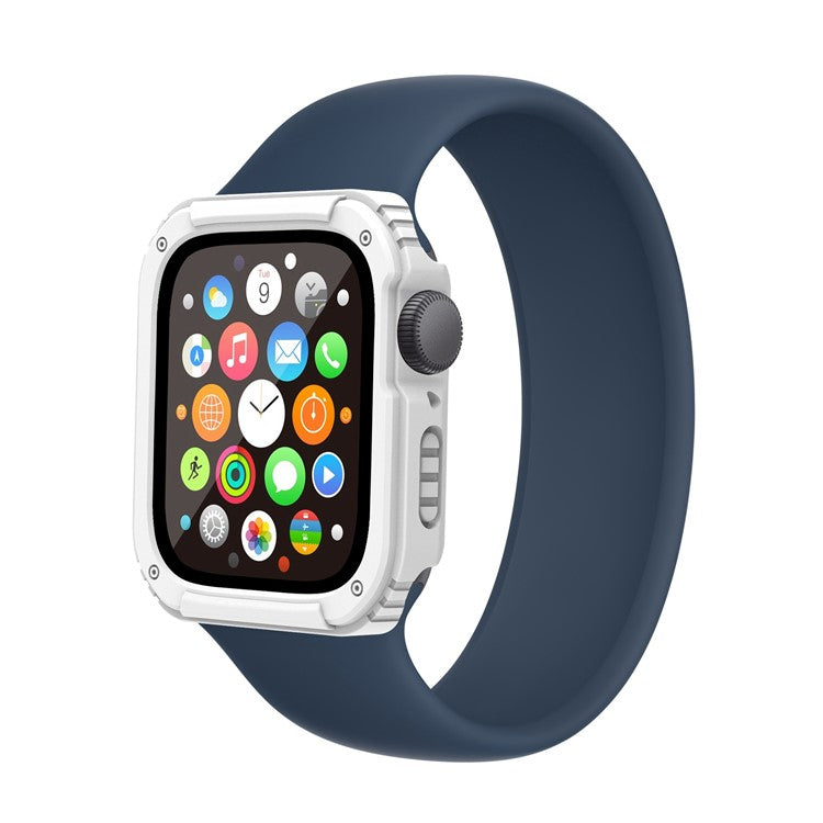 For Apple Watch Series 9 / 8 / 7 41mm Full Coverage Watch Case PC + TPU + Tempered Glass Protective Cover - White