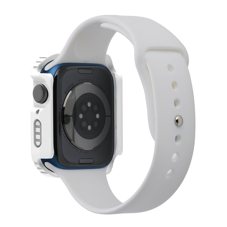 For Apple Watch Series 9 / 8 / 7 41mm Full Coverage Watch Case PC + TPU + Tempered Glass Protective Cover - White