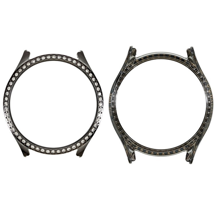 For Samsung Galaxy Watch5 44mm Bling Rhinestone Hard PC Frame Electroplating Half Protective Shell Cover - Black