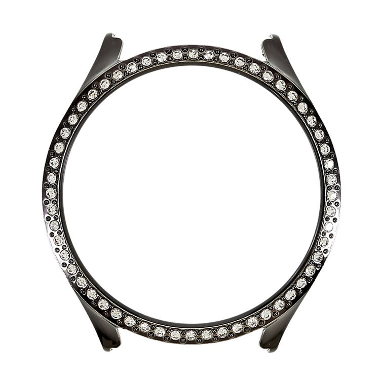 For Samsung Galaxy Watch5 44mm Bling Rhinestone Hard PC Frame Electroplating Half Protective Shell Cover - Black