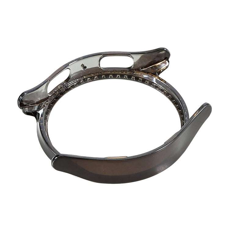 For Samsung Galaxy Watch5 44mm Bling Rhinestone Hard PC Frame Electroplating Half Protective Shell Cover - Black