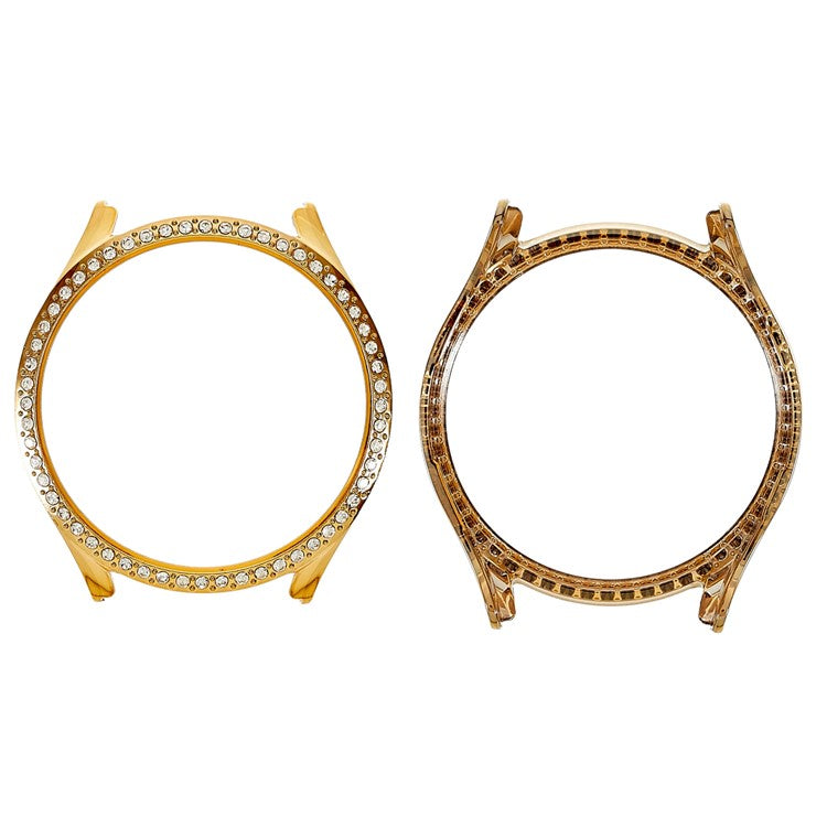 For Samsung Galaxy Watch5 44mm Bling Rhinestone Hard PC Frame Electroplating Half Protective Shell Cover - Gold