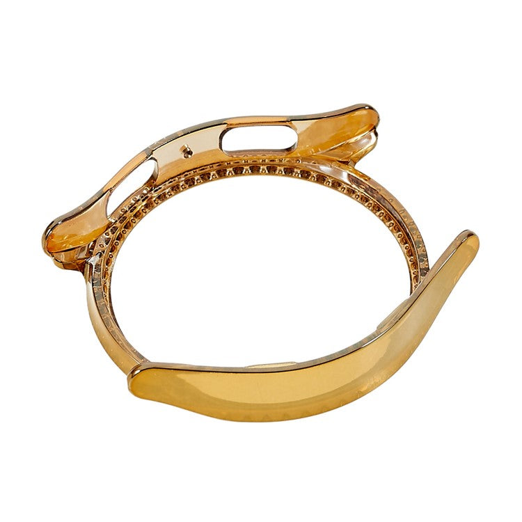 For Samsung Galaxy Watch5 44mm Bling Rhinestone Hard PC Frame Electroplating Half Protective Shell Cover - Gold