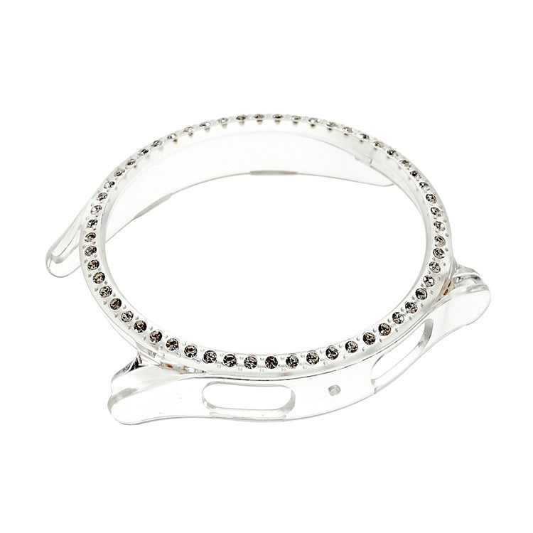 For Samsung Galaxy Watch5 44mm Bling Rhinestone Hard PC Frame Electroplating Half Protective Shell Cover - Transparent