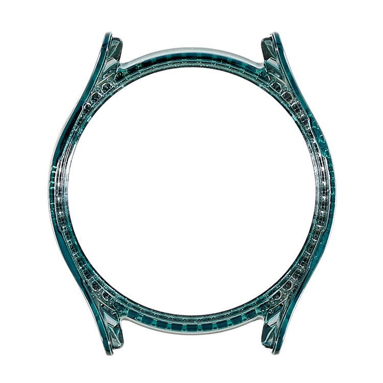 For Samsung Galaxy Watch5 40mm Hard PC Electroplating Bumper Frame Rhinestones Decor Shockproof Hollowed-out Protective Cover - Dark Green