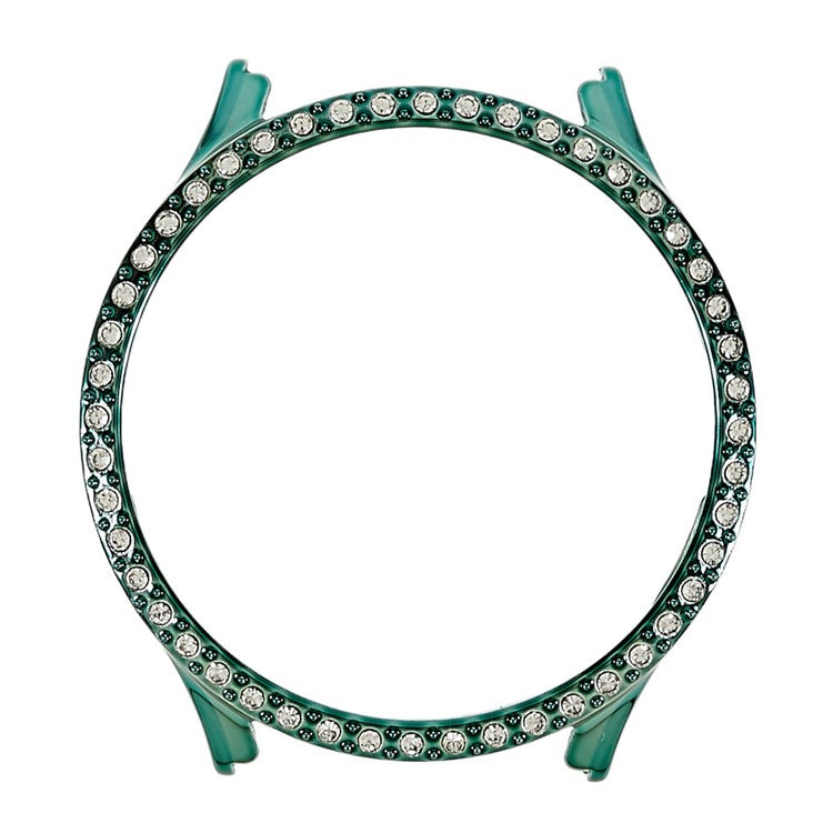 For Samsung Galaxy Watch5 40mm Hard PC Electroplating Bumper Frame Rhinestones Decor Shockproof Hollowed-out Protective Cover - Green