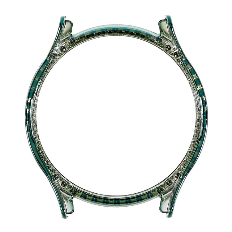 For Samsung Galaxy Watch5 40mm Hard PC Electroplating Bumper Frame Rhinestones Decor Shockproof Hollowed-out Protective Cover - Green