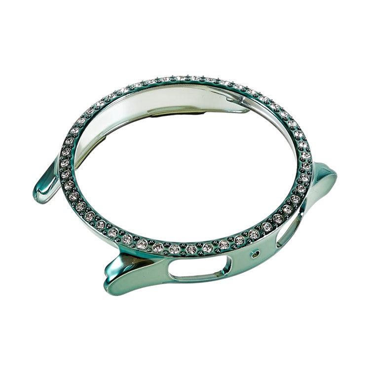For Samsung Galaxy Watch5 40mm Hard PC Electroplating Bumper Frame Rhinestones Decor Shockproof Hollowed-out Protective Cover - Green