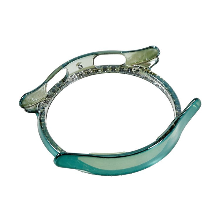 For Samsung Galaxy Watch5 40mm Hard PC Electroplating Bumper Frame Rhinestones Decor Shockproof Hollowed-out Protective Cover - Green