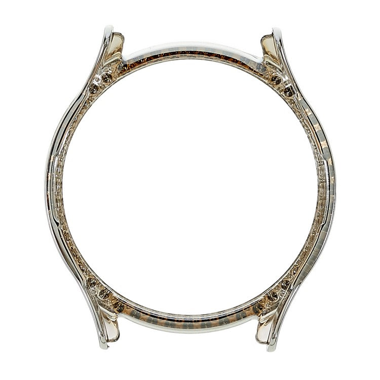 For Samsung Galaxy Watch5 40mm Hard PC Electroplating Bumper Frame Rhinestones Decor Shockproof Hollowed-out Protective Cover - Silver