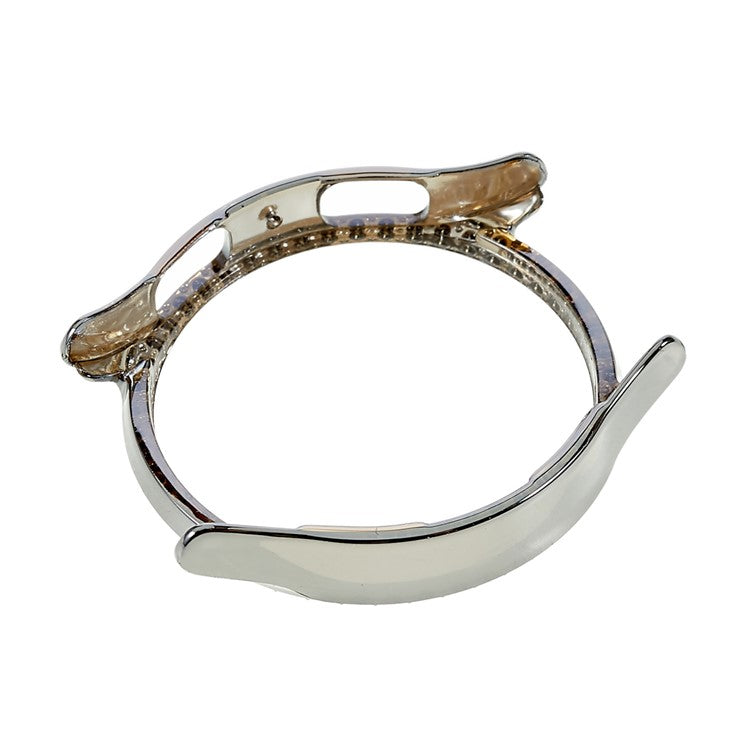 For Samsung Galaxy Watch5 40mm Hard PC Electroplating Bumper Frame Rhinestones Decor Shockproof Hollowed-out Protective Cover - Silver