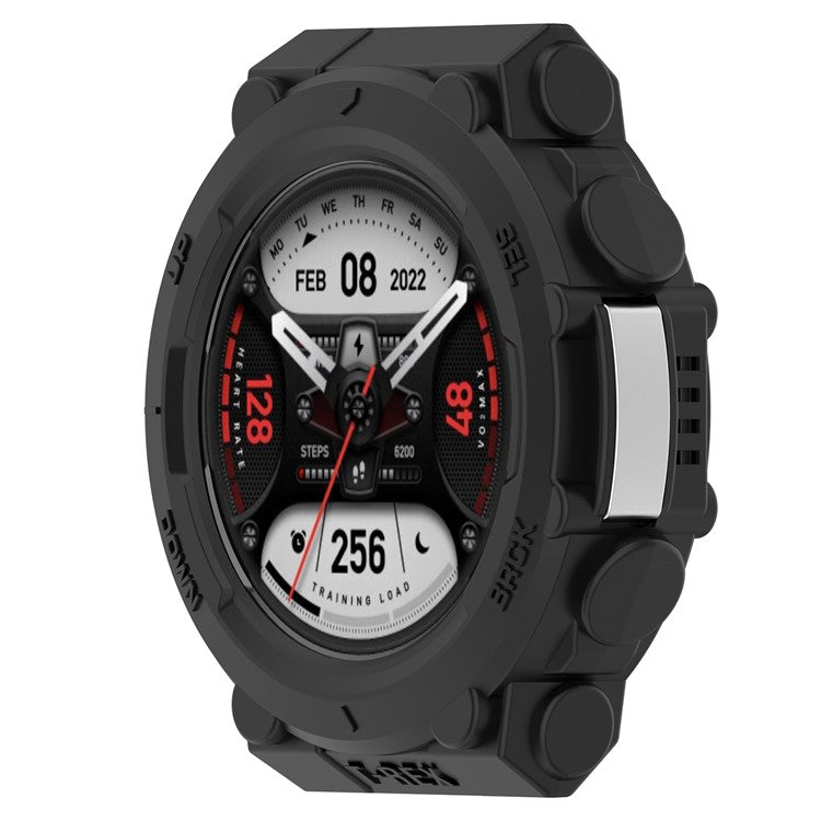 For Huami Amazfit T-Rex 2 Soft Flexible Rugged TPU Raised Bezel Frame Half Protective Watch Cover - Black