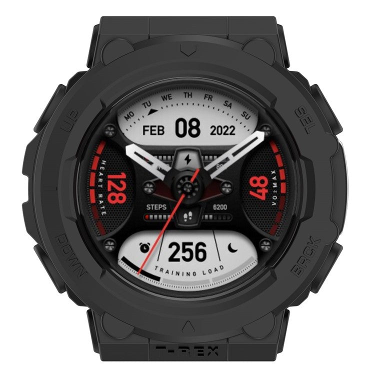 For Huami Amazfit T-Rex 2 Soft Flexible Rugged TPU Raised Bezel Frame Half Protective Watch Cover - Black