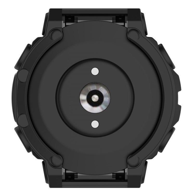 For Huami Amazfit T-Rex 2 Soft Flexible Rugged TPU Raised Bezel Frame Half Protective Watch Cover - Black
