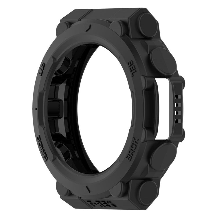 For Huami Amazfit T-Rex 2 Soft Flexible Rugged TPU Raised Bezel Frame Half Protective Watch Cover - Black