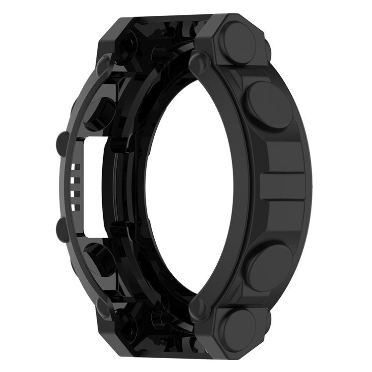 For Huami Amazfit T-Rex 2 Soft Flexible Rugged TPU Raised Bezel Frame Half Protective Watch Cover - Black