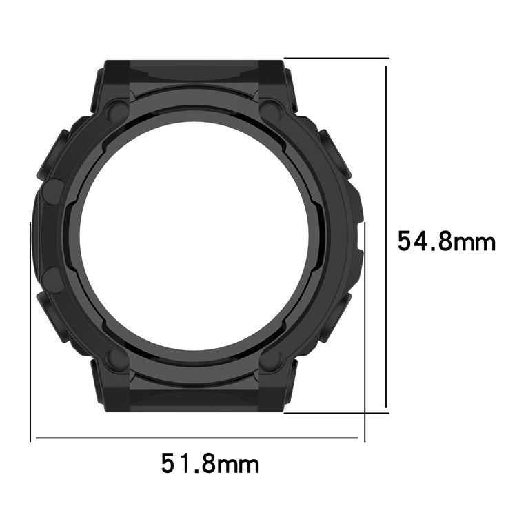 For Huami Amazfit T-Rex 2 Soft Flexible Rugged TPU Raised Bezel Frame Half Protective Watch Cover - Black
