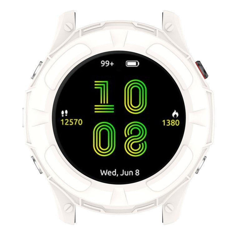 For Garmin Forerunner 955 Half Protective Flexible TPU Case Soft Frame Shock Resistant Cover - Ivory White