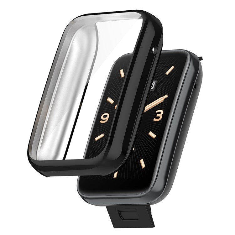 For Xiaomi Mi Band 7 Pro Soft TPU Full Coverage Protective Case Electroplated Frame Watch Cover Replacement - Black