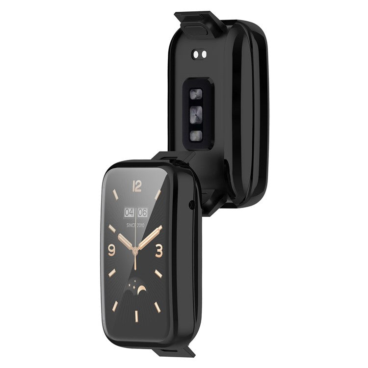 For Xiaomi Mi Band 7 Pro Soft TPU Full Coverage Protective Case Electroplated Frame Watch Cover Replacement - Black