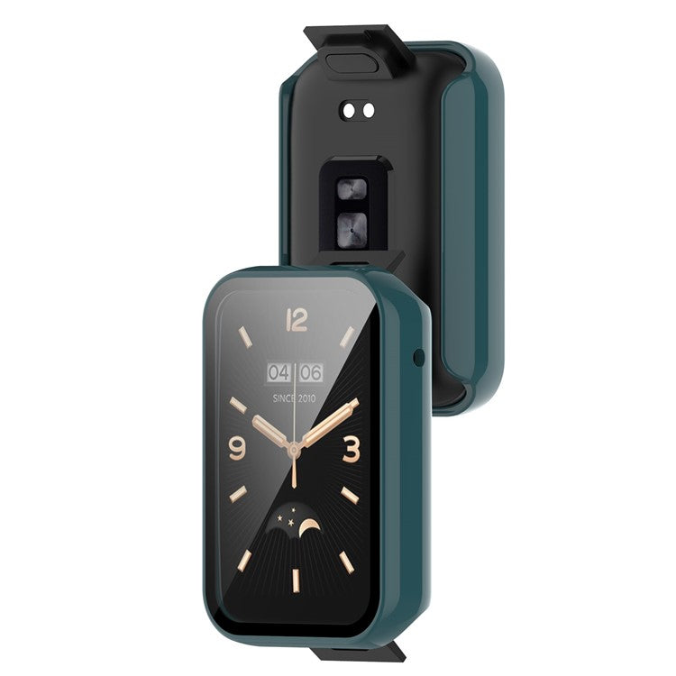 For Xiaomi Mi Band 7 Pro Hard PC Case with HD Clear Tempered Glass Film Anti-Scratch Protective Cover - Pine Needle Green