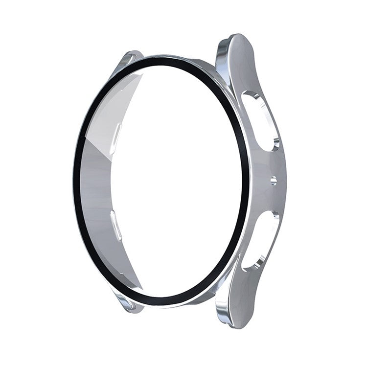 For Samsung Galaxy Watch 5 44mm / Watch4 44mm Anti-drop Hard PC Watch Case Protective Cover with Tempered Glass Screen Protector - Silver