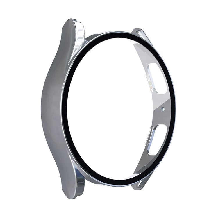 For Samsung Galaxy Watch 5 44mm / Watch4 44mm Anti-drop Hard PC Watch Case Protective Cover with Tempered Glass Screen Protector - Silver